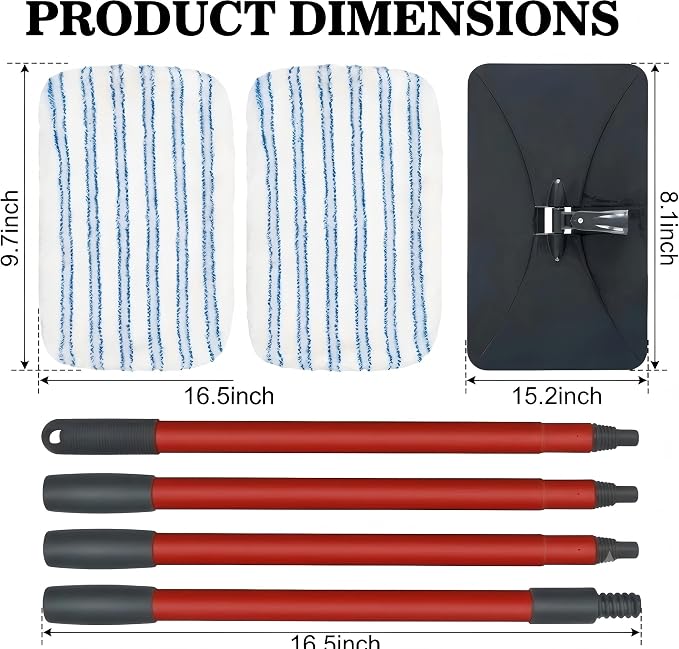 Microfiber Flat Mop Kit with Large Surface Dust Flat Mop for Floor Cleaning , 2 Reusable Pads & 1 Extendable 58" Long Handle O Cedar Hardwood Floor 'N More,Wet & Dry Use