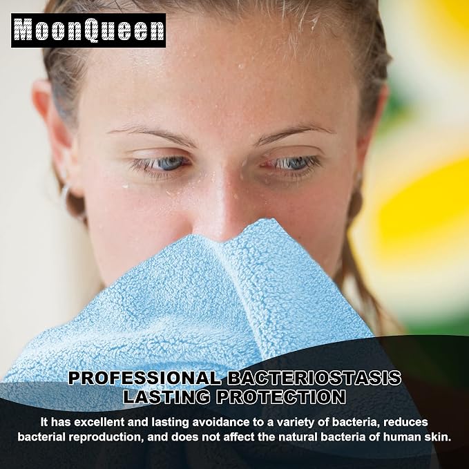 MOONQUEEN Microfiber Facial Cloths Fast Drying Washcloth 12 Pack - Premium Soft Makeup Remover Cloths - Aquamarine