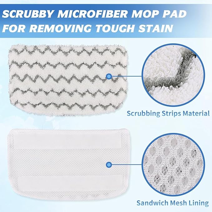 16 Pack Steam Mop Replacement Pads, Microfiber Floor Cleaning Pads Compatible with Shark S1000 Series Steam Mops, Reusable Washable Mop Refills for Hardwood and Tile Floors