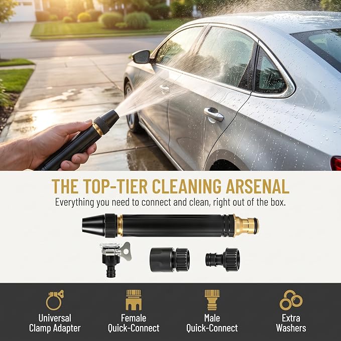 Heavy Duty Hose Nozzle, Adjustable water High Pressure Water Hose Nozzle | US Standard 3/4"with metal material leak-proof Garden Hose Sprayer, Car Wash, Lawn, Garden Watering, Patio Cleaning