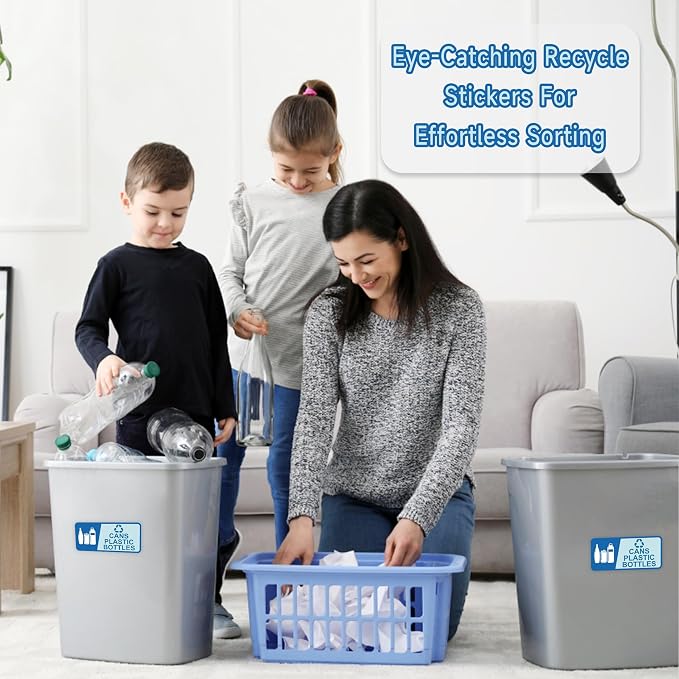 2PCS Recycle Sign Stickers for Trash Can，Self-Adhesive Waterproof Fade-Resistant Recycle Cans and Bottle Only Lables for Trash Bin, Home，Business，Shop，School，Public Area 7.3 x 3.3 In