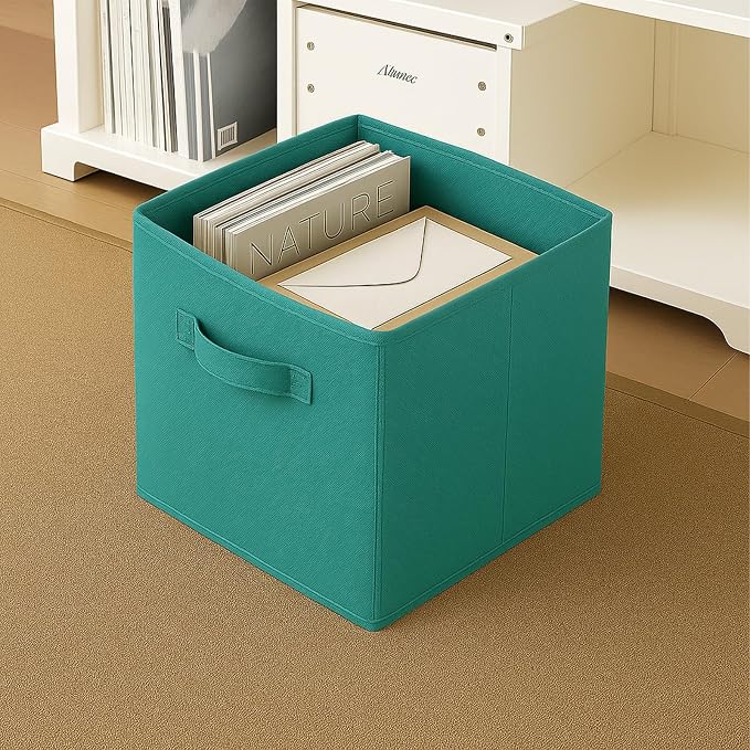 ShellKingdom Storage Bins, Foldable Fabric Storage Cubes And Cloth Storage | Storage Organizer For Closet And Toys, 10.5x10.5x11 INCH, 2 Pack (Forest Green)