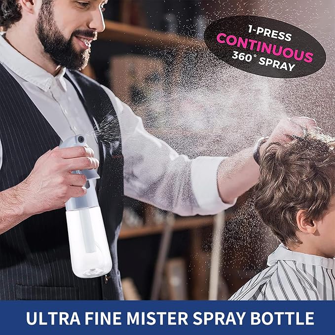 TANSHINE Continuous Spray Bottle for Hair,Ultra Fine Mist Water Hair Spray Bottles,Mister Spray Bottle,Refillable Plastic Sprayer for Hairstyling,Cleaning,Alcohol,Plants,Salons,6.8oz/200ml,Dusty Blue