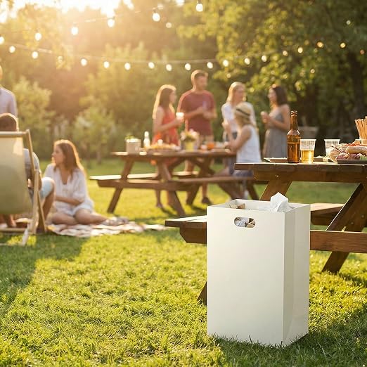 Hongmed Disposable Trash Can for Parties, 13 Gal Pop-up Paper Garbage Bins, Heavy-Duty Recyclable Cardboard Receptacle for Birthday, Wedding, BBQ, Holiday Cleanup, Holds 50+ Cans, 4 Pack