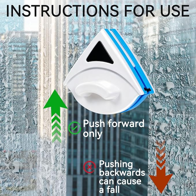 Magnetic Window Cleaner, P3‑8mm Double Sided Triangle Shape Glass Wiper Washing Brush Tool Glass Cleaner Window Cleaning Squeegee Kit for Outdoor (1PCS)