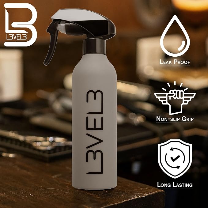 L3 Level 3 Rubberized Fine Mist Spray Bottle for Barbers, Rubber Grip | Precise fine-mist spray, controlled styling application, professional-grade for hair stylists, barber water spray bottle