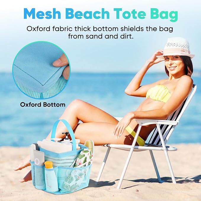 EUDELE Mesh Shower Caddy Portable for College Dorm Room Essentials,Portable Shower Caddy Dorm with 9-Pocket Large Capacity, Shower Bag for Beach, Swimming, Gym, Travel essentials, Grey