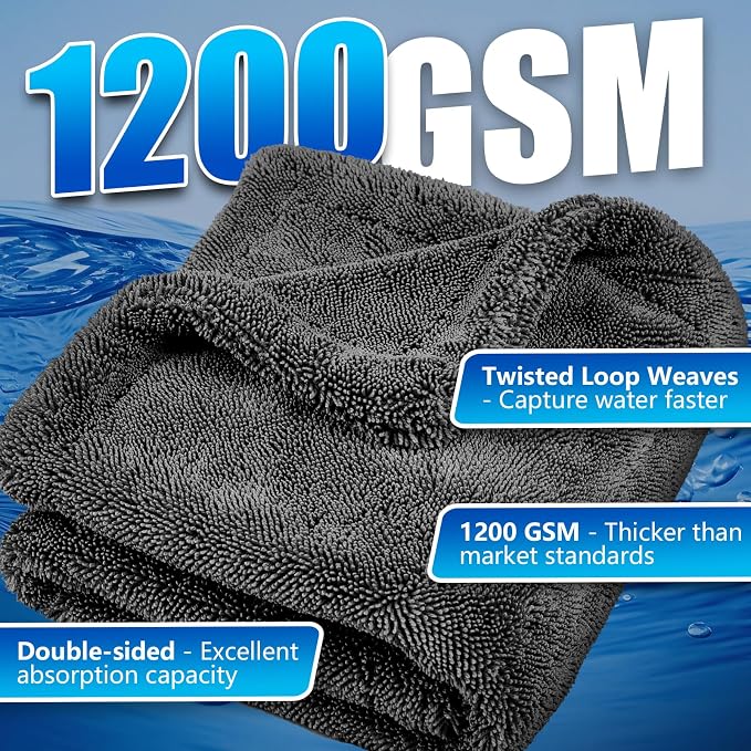 Airlab Microfiber Towels Cars Wash Drying Cleaning Cloth, Dark Grey | Thick Plush Auto Detailing Super Absorbent for Interior & Exterior Lint Free, Streak Free, 24 x 16 Inch, Pack of 1