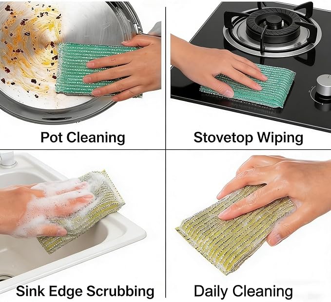 Non-Scratch Kitchen Cleaning Scrub Pads -16 Pack Random Color, 12.5x8.5 cm Gentle Scrubbers for Non-Stick Cookware Dishes FORUMALL (16PCS)