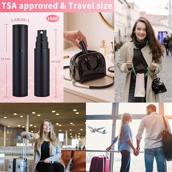 10ml Travel Perfume Atomizer Refillable Spray Bottle Atomiser (Black) | Perfume Spray Bottle, Fragrances Atomizer, Perfume Travel Refillable Bottle,Perfume Dispenser,Perfume Refill Bottle