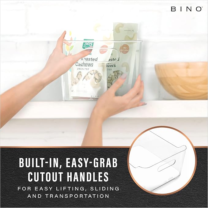 BINO | Plastic Organizer Bins, Small - 8 Pack | The SOHO Collection | Multi-Use Plastic Bin | Pantry & Freezer Organizer Bin | Storage Containers | Bins for Home & Kitchen Org