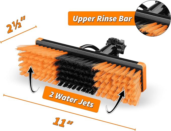 5-24 ft Telescopic Water Fed Pole Window Cleaning System (30ft High Reach) | Solar Panel Cleaning Equipment with Water Fed Brush, Upper Rinse Bar, 10" Squeegee, Water Filter, Soap Dispenser & Water Hose