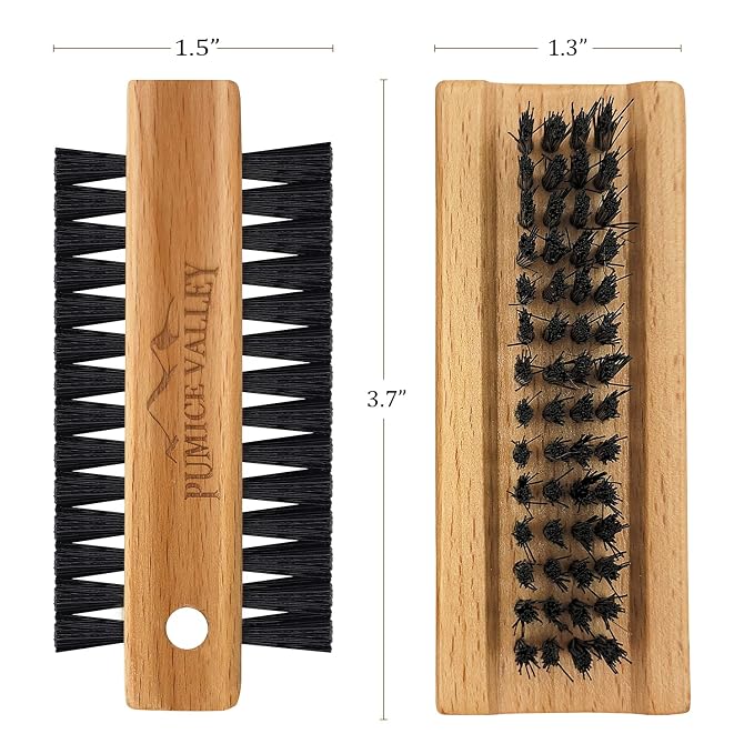 Wooden Cleaning Finger Nail Brush with Nylon Charcoal Bristles (Beechwood) | Double-Sided Fingernail Brush with Hanging Rope for Scrubbing Fingernails and Toes