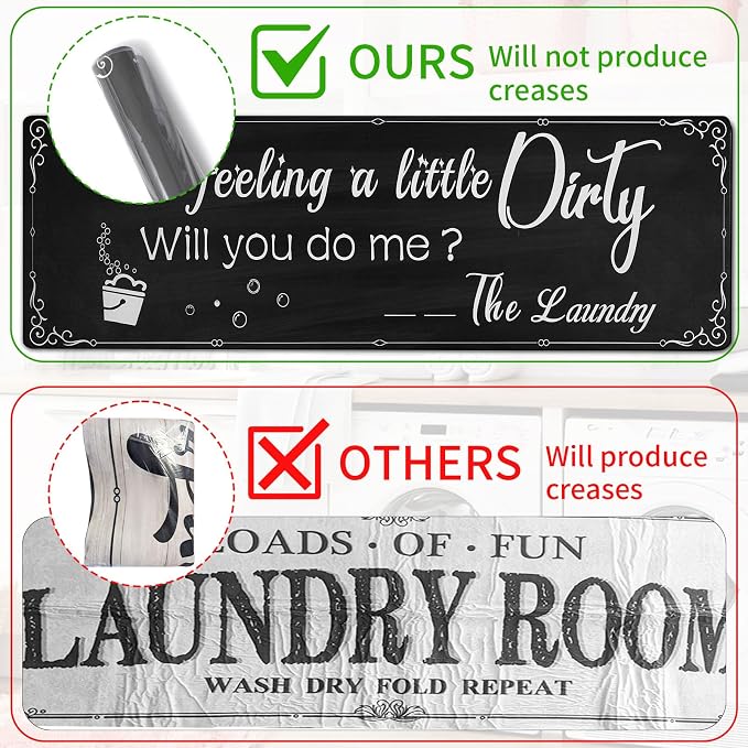 XLHOMO Laundry Room Rug Runner, 17"x60" Non Slip Nappa Leather Laundry Rugs, Black Farmhouse Washable Floor Laundry Mats for Laundry Room, Entryway, Kitchen, Bathroom, Mudroom, Washroom, Hallway Decor