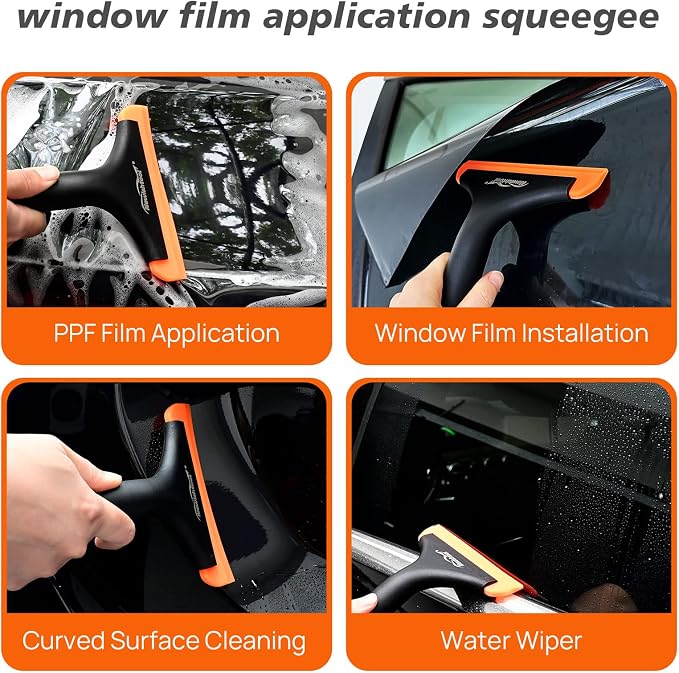 NEWISHTOOL All-Purpose Small Silicone Squeegee Window Tint Tool, 3 Pack | Small Squeegee for Shower Glass Door Mirror Car Windshield Kitchen Countertops Cleaning Water Removal Scraper w/ Hanging Hole