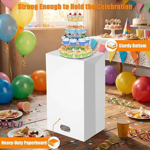 Hongmed Disposable Trash Can for Parties, 13 Gal Pop-up Paper Garbage Bins, Heavy-Duty Recyclable Cardboard Receptacle for Birthday, Wedding, BBQ, Holiday Cleanup, Holds 50+ Cans, 4 Pack