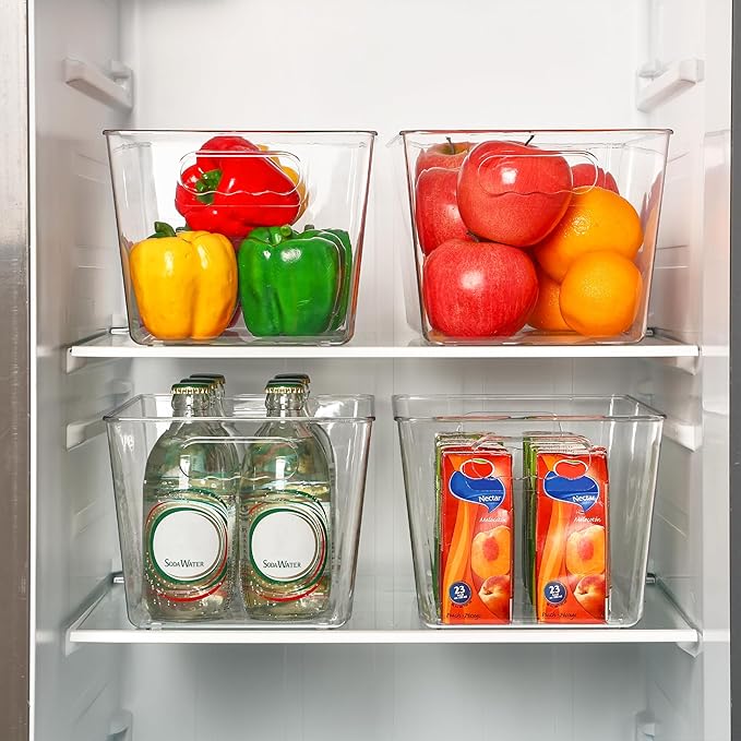 Vtopmart 12 Pack Clear Storage Bins, Pantry Storage Bins with Handle, Large