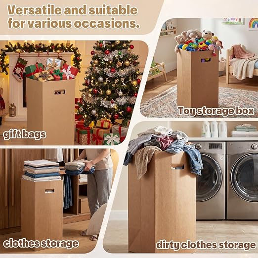 Domensi 30 Gallon Corrugated Cardboard Disposable Trash Cans for Party, Recycling Trash Bins Portable Reusable Cardboard Garbage Cans for Events, Kraft(4 Pack)