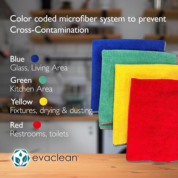 EvaClean Premium Microfiber Cleaning Cloth 16"x16" - Reusable, Washable, Non-Scratch, Microfiber Towels for Cleaning, Dusting, Polishing, High Absorbency & Durability, Red, 12-Pack