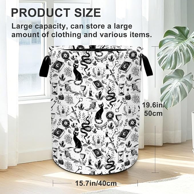 Goth Cat Laundry Basket Foldable Oxford Laundry Hamper With Handle For Room Bathroom Bedroom