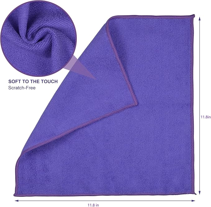 1- Piece Microfiber Cleaning Cloth, Reusable, Yellow, 11.8 x 11.8 in | Cleaning Rags, Highly Absorbent Microfiber Towels for Home and Kitchen, Car, Bathroom