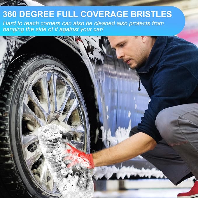 Tanlade 2 Pcs Car Wash Brush Heads Soft Bristle Flow Thru,10 Inch,Gray | Replacement Heads for Exterior Cleaning, Compatible with Auto Truck RV Boat Camper, Gentle Bristles Protect Paint Finish