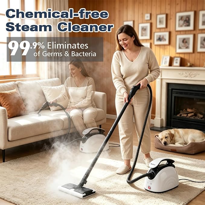 Waitbird 4.5 Bar 300°F Steam Cleaner for Bathroom, Kitchen, Floor & Grout | Easy Use | Quick Heat Up | Large Tank | Quiet Operation | Safety Lock | 21 Accessories for Tiles, Toilets, Stovetop & Carpet
