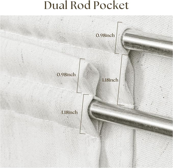 25 x 68 Inch Sheer Door Curtains 2 Panel Ivory White Linen Textured | Side Door Window Drapes, Boho, Light Filtering Privacy Curtain, for Doorways Patio, with Dual Rod Pocket, and Tie Back
