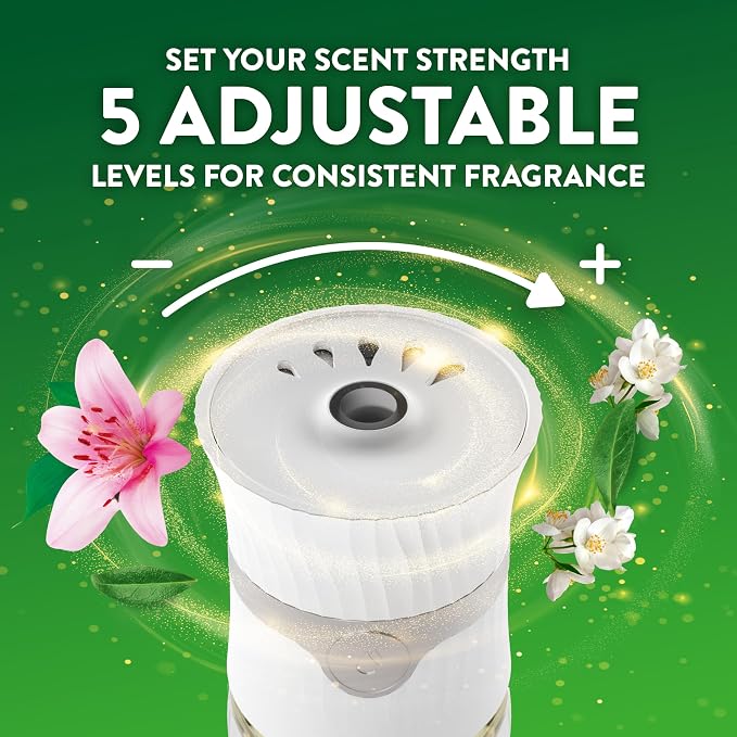 Air Wick Plug-In Scented Oil Refills, 4 Count, Morning Lily & White Flowers, Air Freshener, Essential Oils