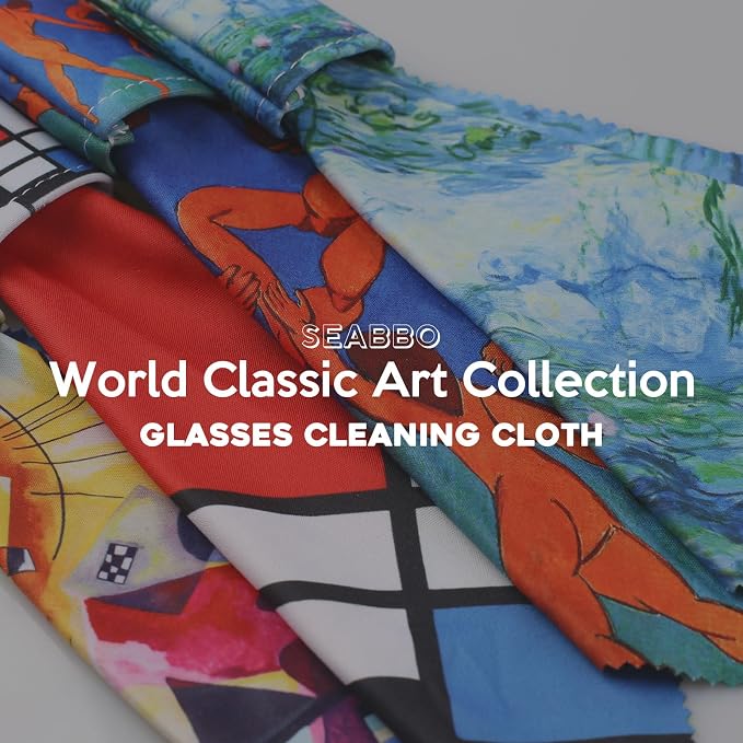 Microfiber Cleaning Cloth for Glasses & Lens-World Classic Art Series 4PCS | Double-sided premium microfiber wipes for streak-free cleaning of eyeglasses, sunglasses, camera lenses, and mobile screens.