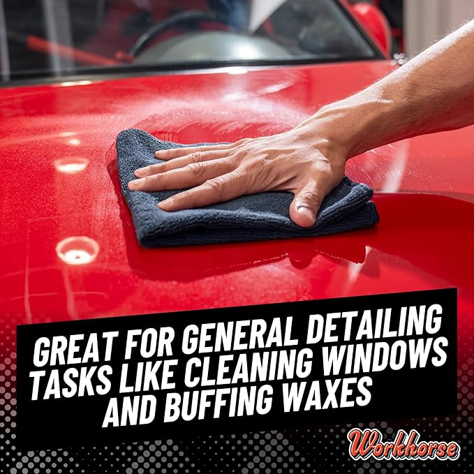 Chemical Guys, Workhorse Plush Microfiber Towels, 16 x 16 in, Black, 3 Pack | Plush, scratch-free black towels for washing, drying and detailing cars, home and pets, durable and reusable