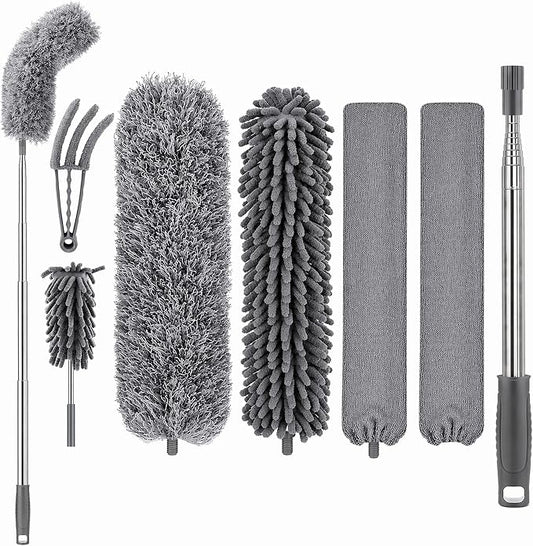 Microfiber Feather Duster, Duster with Extension Pole 30-100 Inches,Ceiling Fan Cleaner Duster Retractable Gap Dust Brush Cleaner for Cleaning Cobweb,High Ceiling,Blinds, (Dark Gray) | Ceiling Fan Cleaner Duster Retractable Gap Dust Brush Cleaner for C...