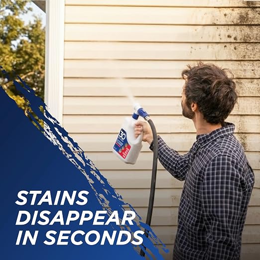 30 Seconds Outdoor Cleaner | Cleans Moss Stains from House, Vinyl Siding, Deck, Patio, Fence - 3 Capped Bottles, 1 Hose End Spray Attachment (64 Fl Oz (Pack of 6)