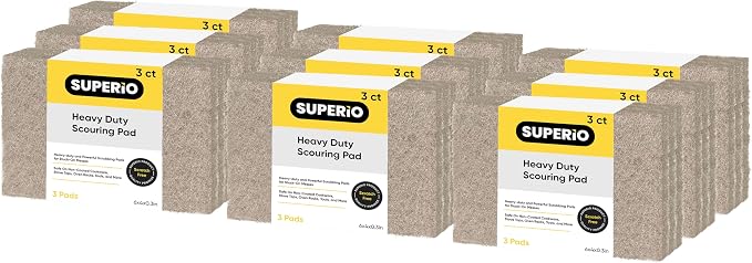 Natural Scouring Pad Non-Scratch Sisal Plant Based Scrubber Cleaning Scrub Pads, Eco-Friendly Reusable Kitchen Scrubbing Pad Pack of 27, by Superio