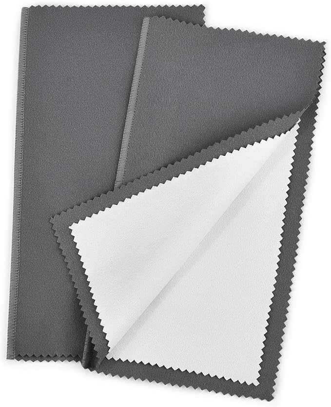 SEVENWELL Silver Polishing Cloth, Jewelry Cleaner Cloth for Sterling Silver Jewelry, Gold, Platinum, Silverware, Diamonds, Gemstones, Coins (20cm Dark Grey Silver Cloth)