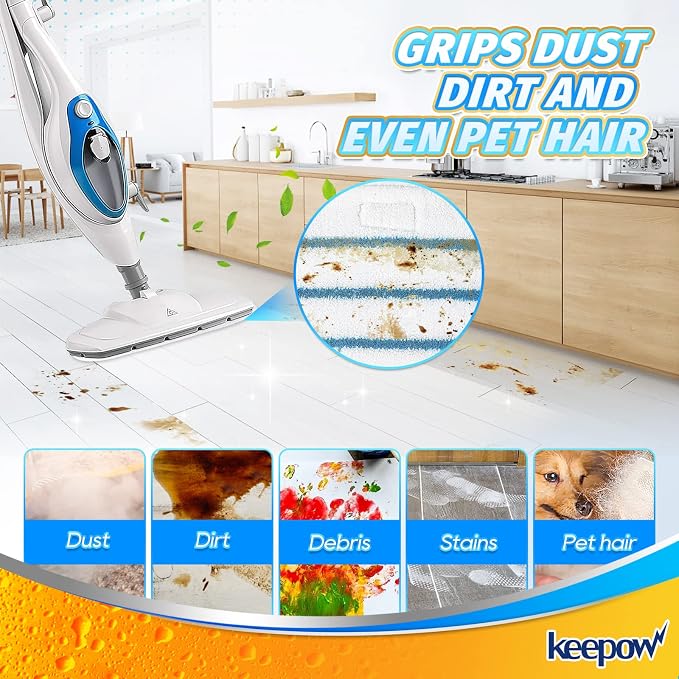 KEEPOW Steam Mop Pads Compatible with PurSteam ThermaPro 10-in-1 Steam Mop and ThermaPro 211 Steam Cleaner, Reusable Pur Steam Mop Replacement Pads for Multi-Surface Floor Cleaner (8 Pack) | Reusable Replacement Steam Mop Pads Compatible for ThermaPro ...
