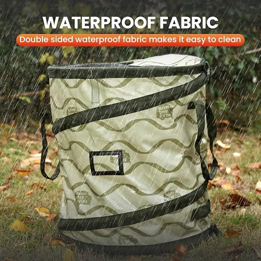 Pop-Up Trash Bin, Collapsible Trash Can, Green | with Removable Divider, for Camping, Laundry, Storage and Garden, Waterproof and Tear Resistance with Air Vent
