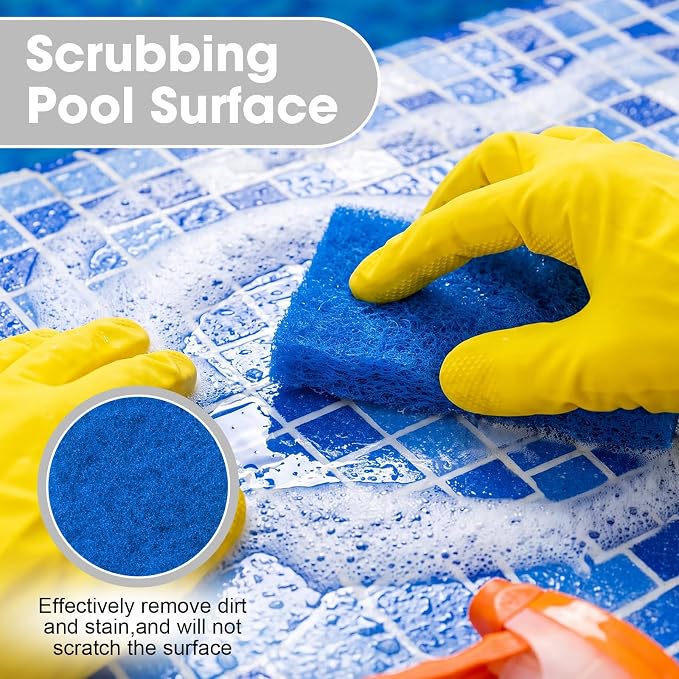Eccliy 40 Pcs Non Scratch Scrubbing Pad Reusable Kitchen Dish Scrubber Scouring Sponge Pads Multi Purpose for Kitchen Household Cleaning Supplies, 10 x 4 Inch (Blue)