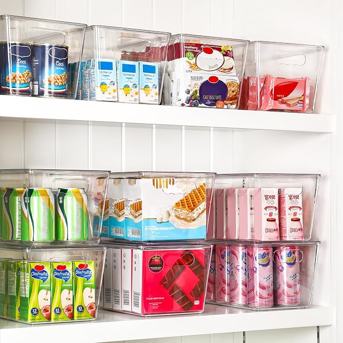 Vtopmart 6 Pack Clear Stackable Storage Bins with Lids and Handles, Large | BPA-free Plastic, Organize Vertically, For Pantry Kitchen Fridge Cabinet Closet Bathroom, Built to Last, Easy to Move