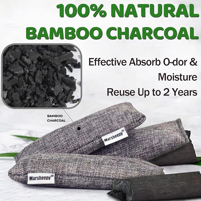 12 Pack Bamboo Charcoal Shoe Deodorizer Insert Bags, Shoe Odor Eliminator | 100% Natural Shoes Smell Remover，eliminates odor naturally,Odor Eliminator for shoes, Home, Closet, Pet