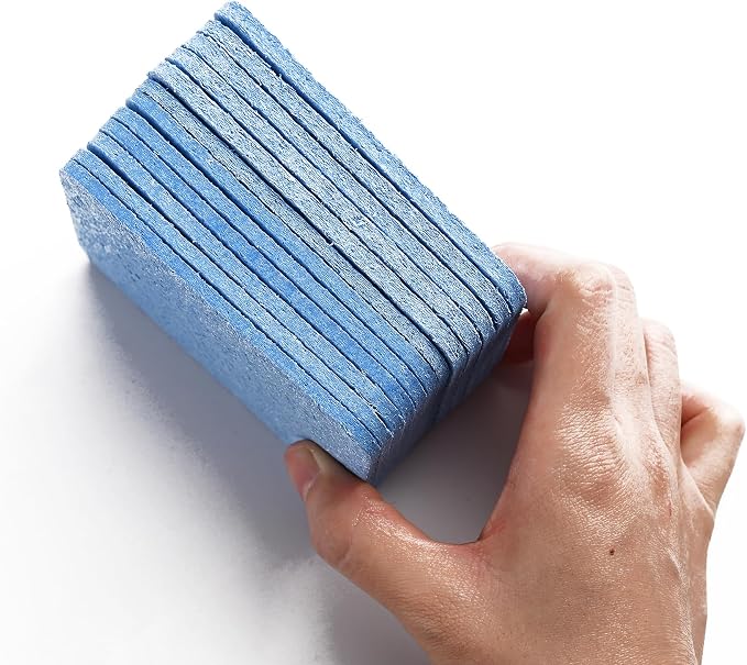 Fox Run Blue Natural Dish Sponges, Set of 12 Non Scratch Kitchen Sponges | Easily Clean Plates, Pots & Glasses | Dish Sponges For Nonstick Pans | Kitchen Cleaning | Reusable Kitchen Scrub Sponge Set