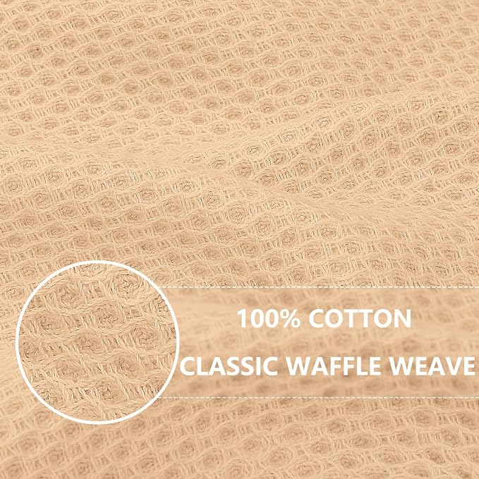 Homaxy 100% Cotton Waffle Weave Kitchen Dish Cloths 12-Pack, Apricot | 12 x 12 Inches, Ultra Soft Absorbent Dish Towels, Quick Drying Dish Rags with Hanging Loop