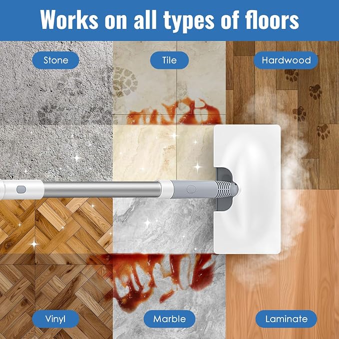 FEPPO Steam Mop & Detachable Handheld Steam Cleaner for Home and Floor | 15s Heat-Up, 230°F Floor Steamer for Deep Cleaning with Multi-purpose Attachments Hardwood Floors, Tile,Grout,Furniture