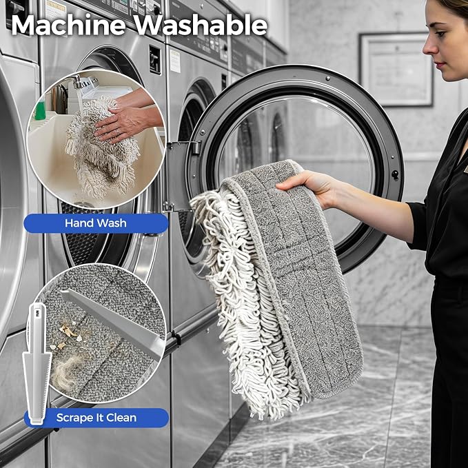 36" Commercial Dust Mop for Floor Cleaning, Heavy Duty Industrial Mop | Sweeping Broom with 3 Mops Pads, Industrial Mop for Hardwood, Tile, Gym, Office, Mall, Warehouse