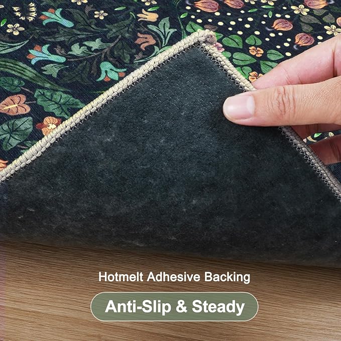 Anidaroel Office Chair Mat for Hardwood Floor/Tile Floor, 8x10 Floral Desk Chair Mat for Hard Floors, Desk Rug Protector for Rolling Computer Gaming Chairs, Anti Slip Machine Wash Low Pile Carpet