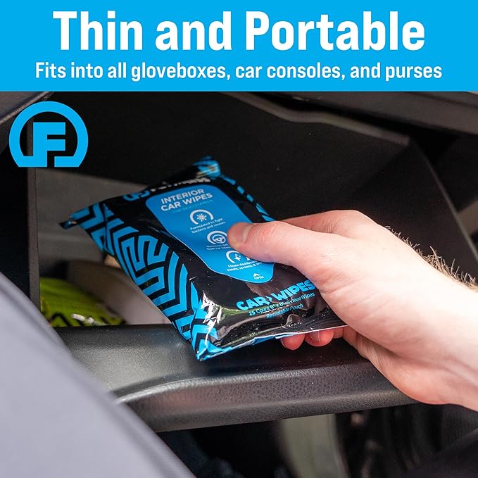 Fortress Car Interior Cleaner Wipes, Microfiber Cloth (25 ct, Pack of 6) | for Dashboard, Seats, Detailing, and Steering Wheel [Skin-Safe] Car Cleaning Supplies for Interior