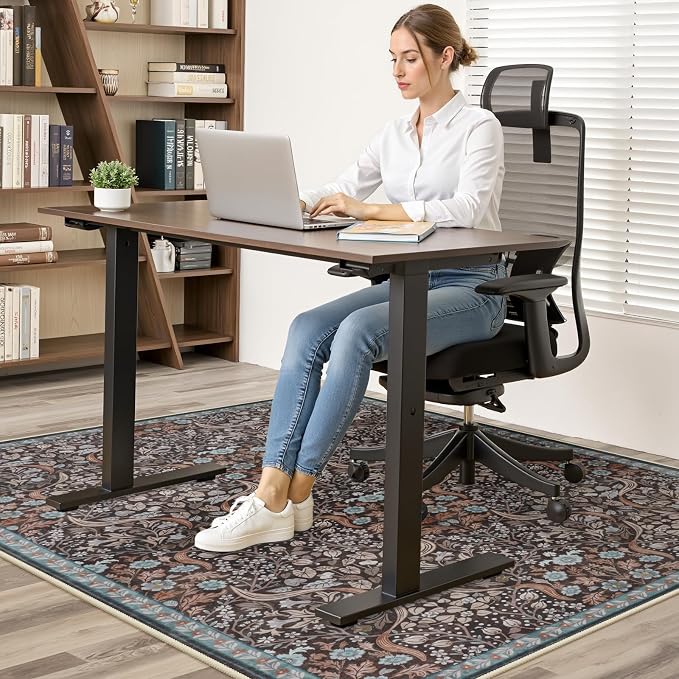 Anidaroel 36"x48" Floral Chair Mat for Hardwood Floor & Tile Floor, Office Chair Rug for Rolling Chair, Desk Chair Mat for Hard Floors, Anti-Slip Computer Gaming Chair Mat, Easy to Roll