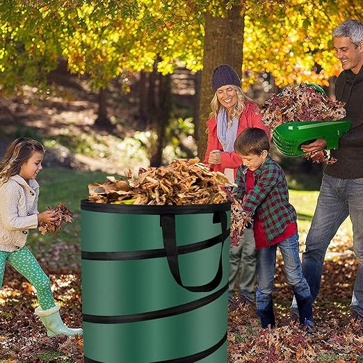 Camping Trash Can, Pop Up Collapsible Garbage Can, 10 Gallons, Foldable Recycle Bin Made of 600D Oxford Cloth for Gardening, Camping and Home Storage (Green)