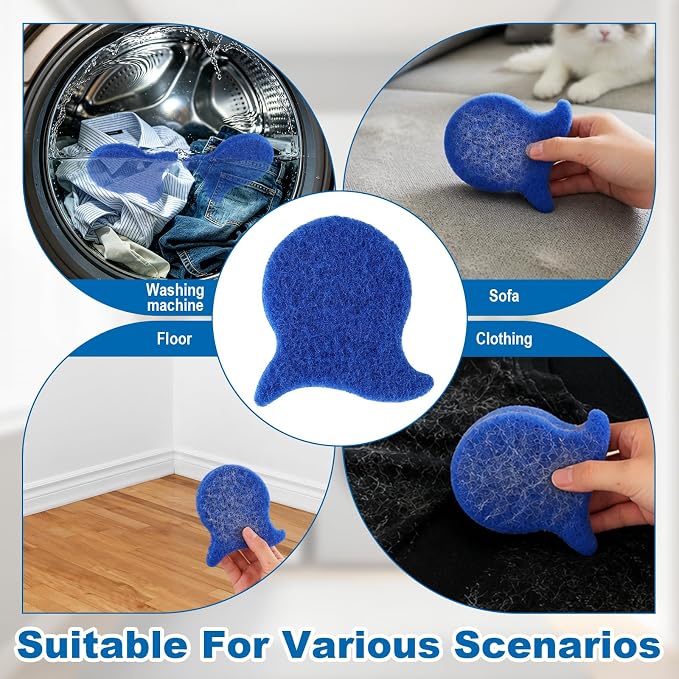 4pcs Pet Hair Removers for Laundry, Reusable Dog & Cat Washer Hair Removers Effectively Removes Pet Lint Tool for Clothes Washing Machines and Dryers