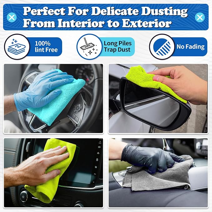 Shop Towels, Microfiber Cleaning Cloth Bulk, 200 Pack Microfiber Towels for Cars, All-Purpose Absorbent Cleaning Rags, Dust Cloth for Automotive, Mechanic, Garage, Bar, 11.5 x 11.5 inch